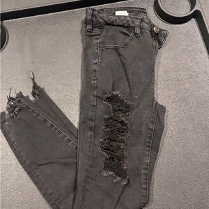 American Eagle Outfitters Charcoal Distressed Skinny Jeans